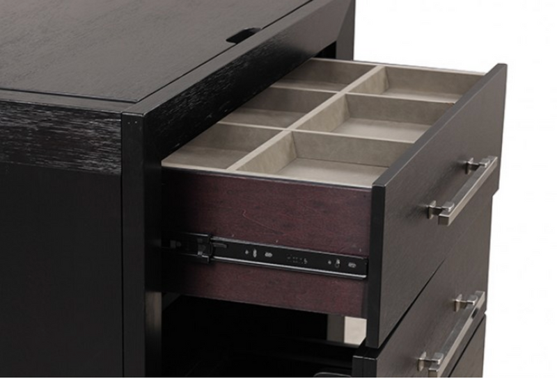 LGFAASHBOURNE Black Flip Top Vanity Set With Mirror And Stool