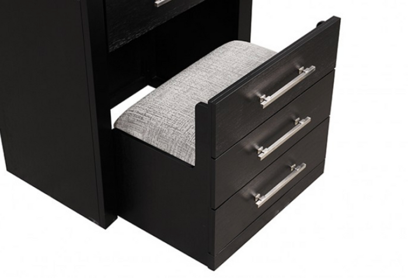 LGFAASHBOURNE Black Flip Top Vanity Set With Mirror And Stool