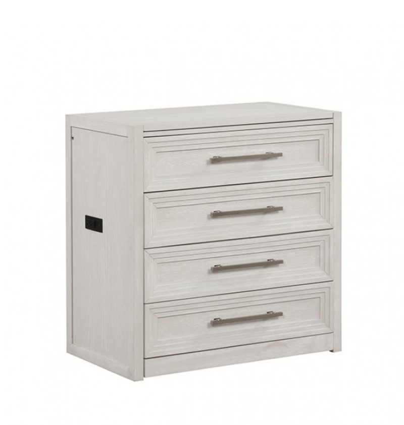 LAFAASHBURTON White Geometric Carved Flip Top Vanity Set With Stool