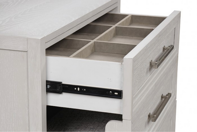 LAFAASHBURTON White Geometric Carved Flip Top Vanity Set With Stool