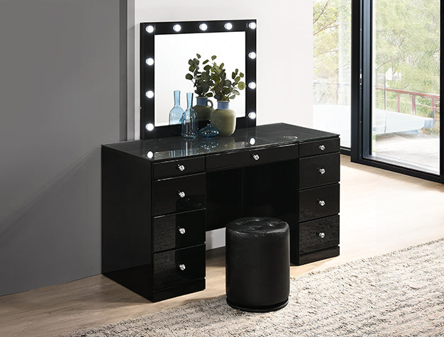 LGB4850BK Black Vanity Set With 9 Drawers