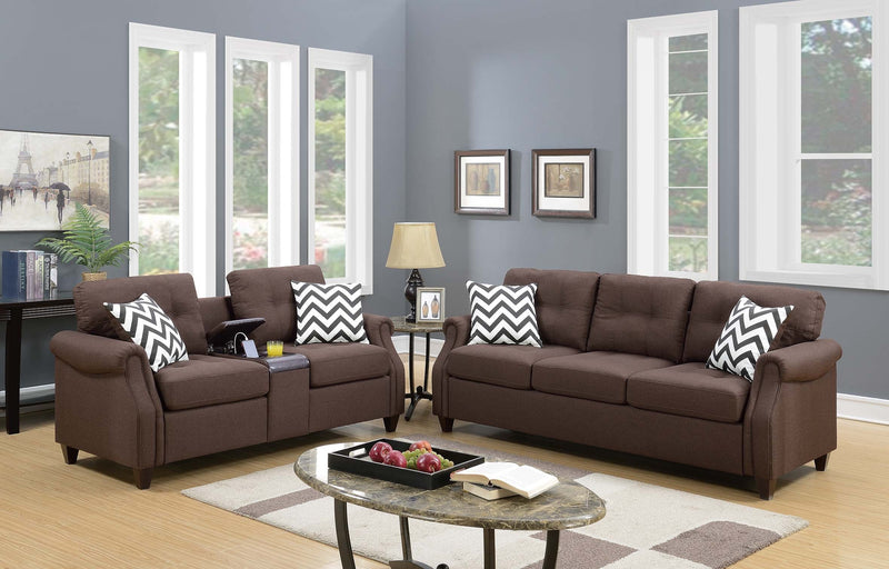 LGPF6413 2 Pieces Dark Coffee Sofa Set