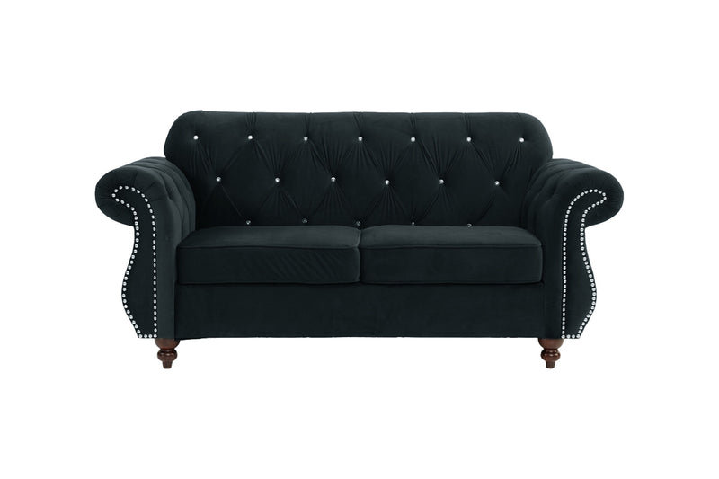LGPF6836 Black Velvet Classic Loveseat