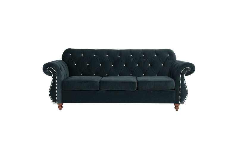 LGPF6837 Black Velvet Classic Sofa