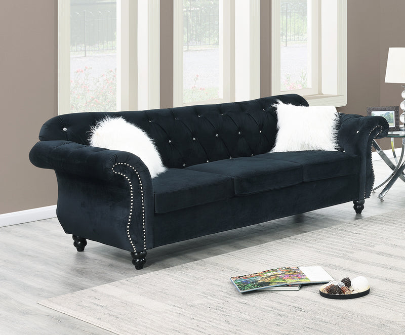 LGPF6837 Black Velvet Classic Sofa