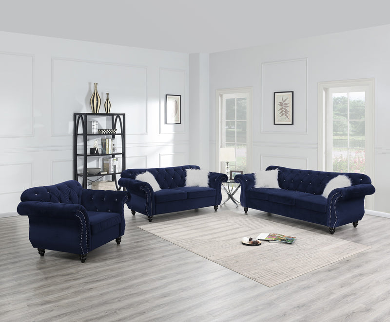 LGPF6840 Indigo Classic Velvet Sofa