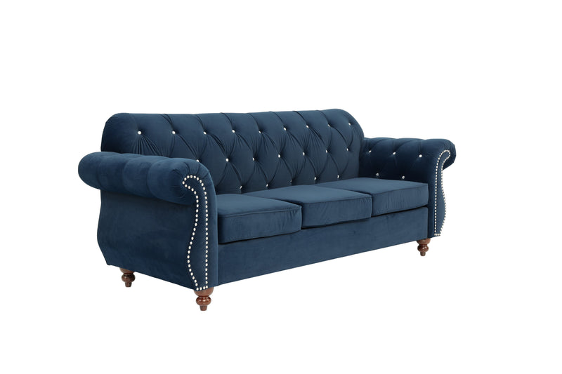 LGPF6840 Indigo Classic Velvet Sofa