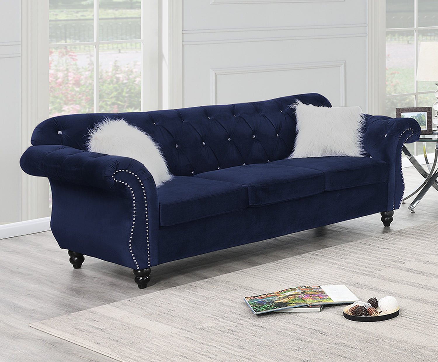 LGPF6840 Indigo Classic Velvet Sofa