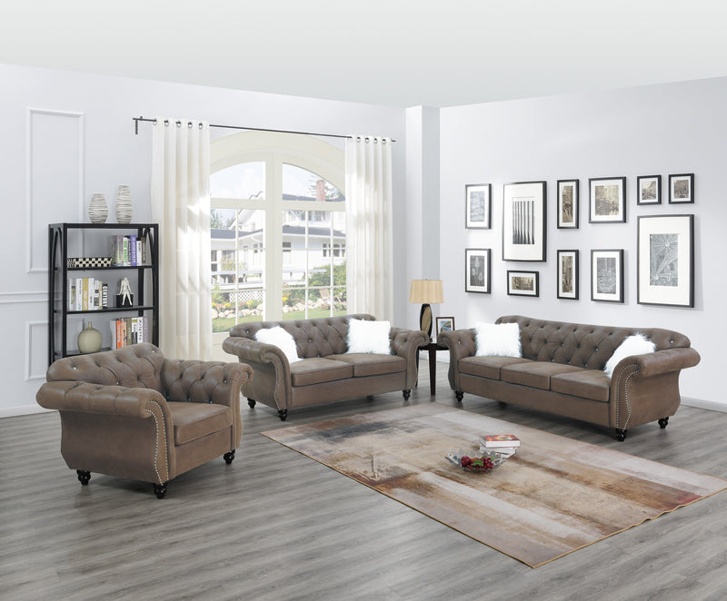 LGPF6842B Dark Coffee Leatherette Loveseat