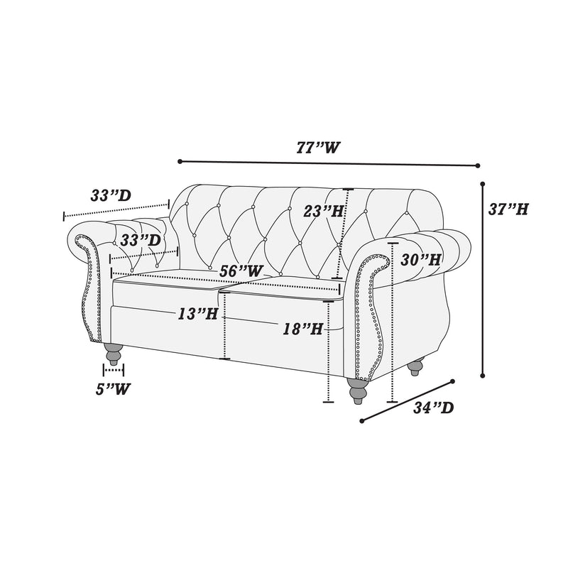LGPF6842B Dark Coffee Leatherette Loveseat