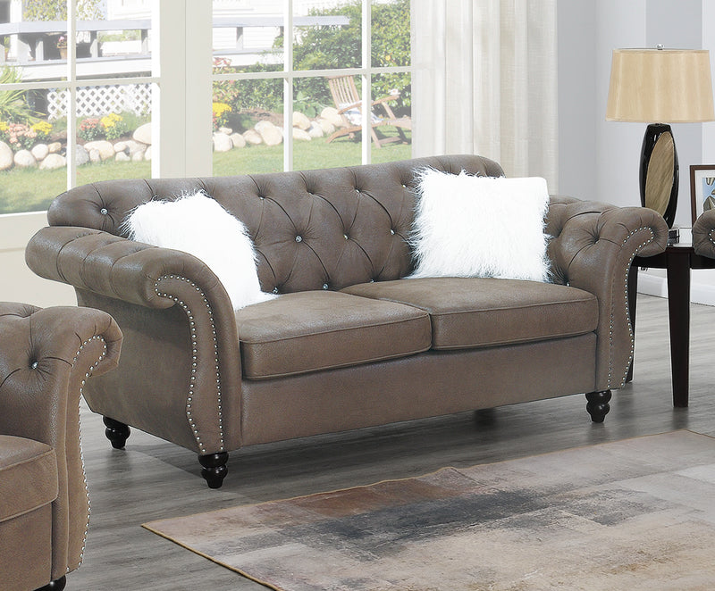 LGPF6842B Dark Coffee Leatherette Loveseat
