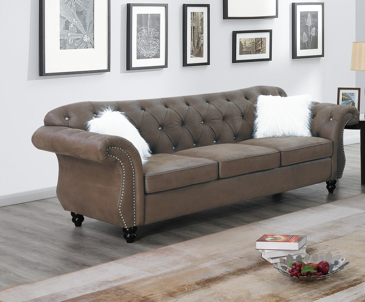 LGPF6843B Dark Coffee Leatherette Sofa