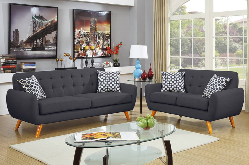 LGPF6913 Ash Black 2 Pieces Retro Sofa Set