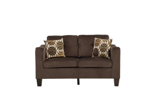 LGPF6923 Chocolate Color 2 Pieces Sofa Set With 2 Accent Pillows
