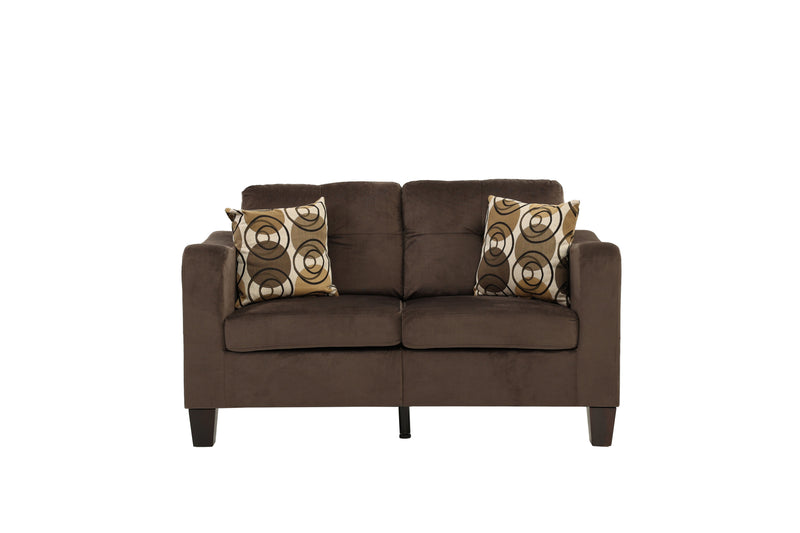 LGPF6923 Chocolate Color 2 Pieces Sofa Set With 2 Accent Pillows