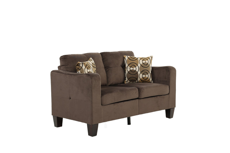 LGPF6923 Chocolate Color 2 Pieces Sofa Set With 2 Accent Pillows