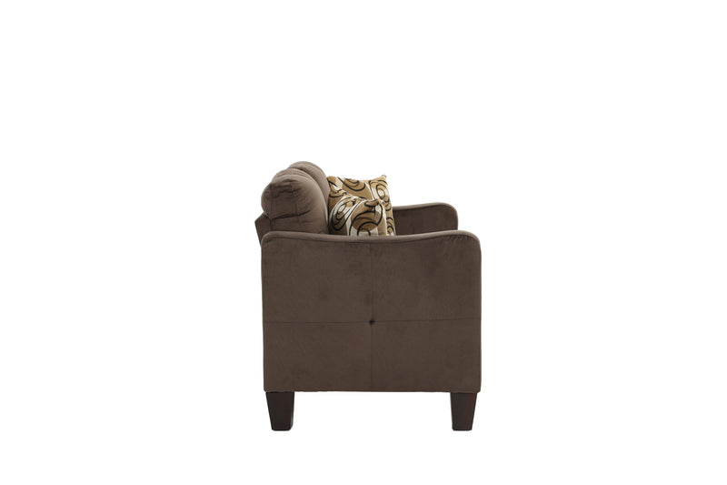 LGPF6923 Chocolate Color 2 Pieces Sofa Set With 2 Accent Pillows