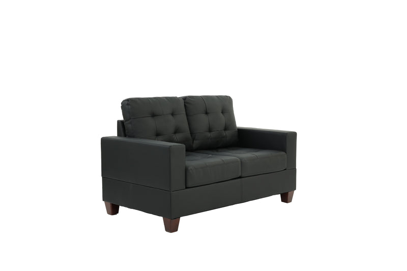 LGPF7855 Black Faux Leather Sofa Set