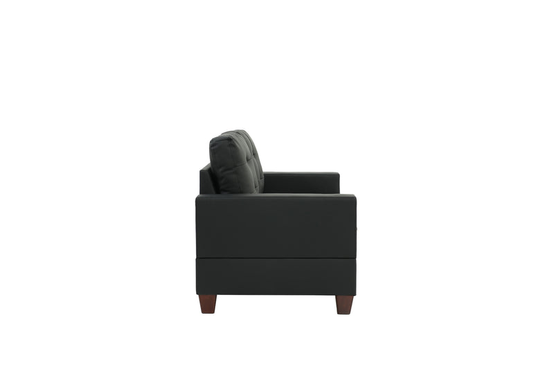 LGPF7855 Black Faux Leather Sofa Set
