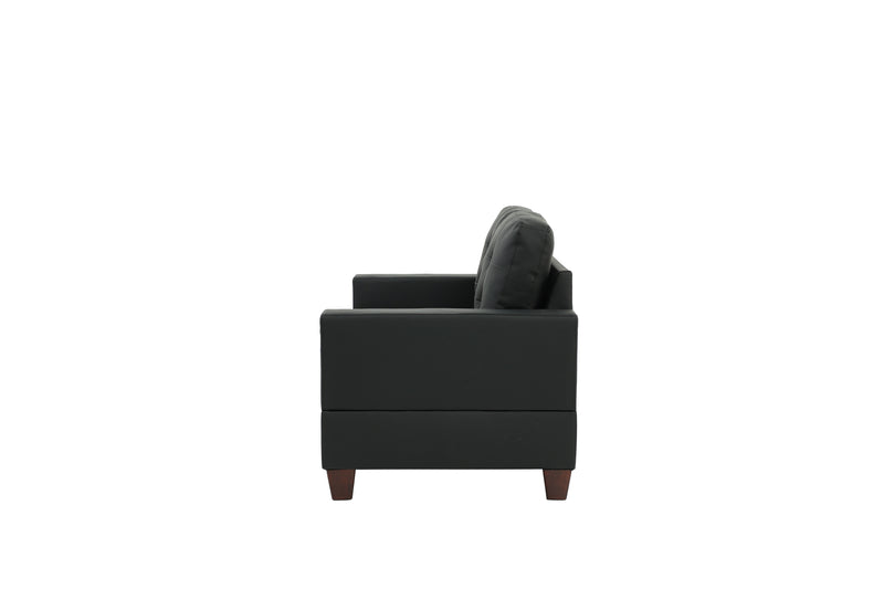 LGPF7855 Black Faux Leather Sofa Set
