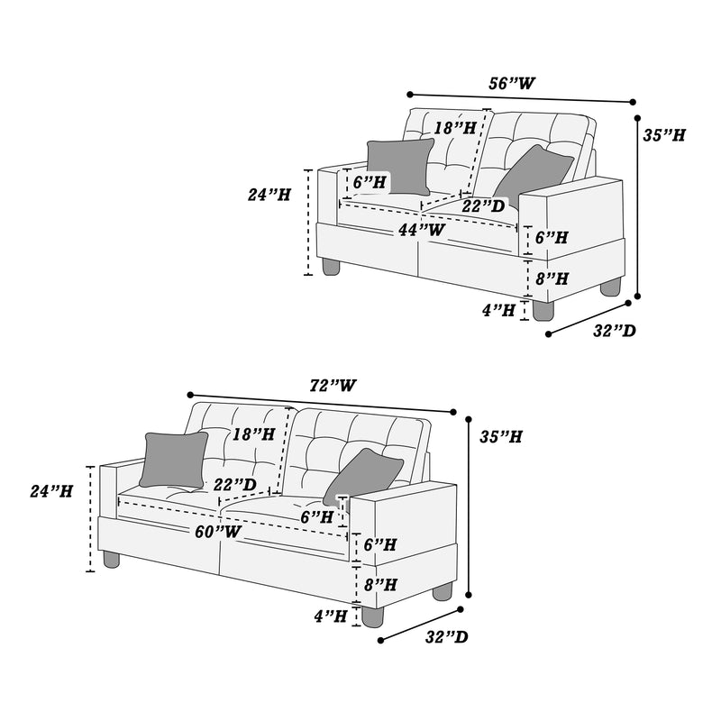 LGPF7855 Black Faux Leather Sofa Set