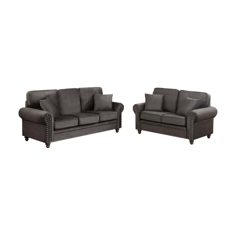 LGPF8439 Dark Coffee Bonded Velvet Sofa Set