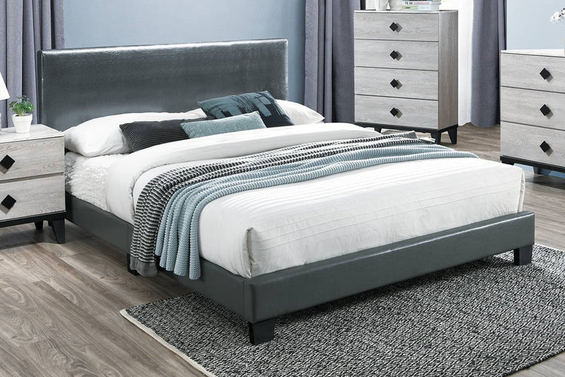 LGPF9211Q Faux Leather Queen Bed in Brown, Grey or White