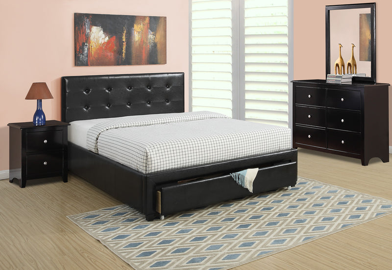 LGPF9314Q Queen Bed with Front Drawer in Black or White