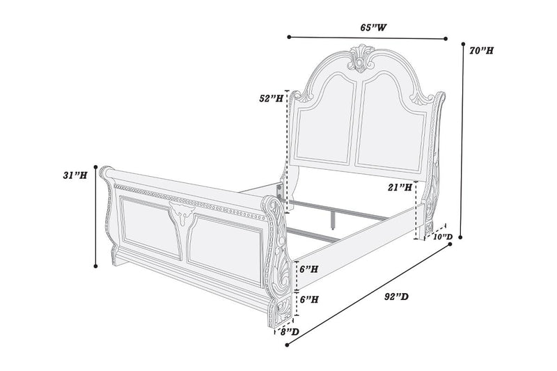 LGF9463CK Detailed Wood Brown Bed With Long Headboard