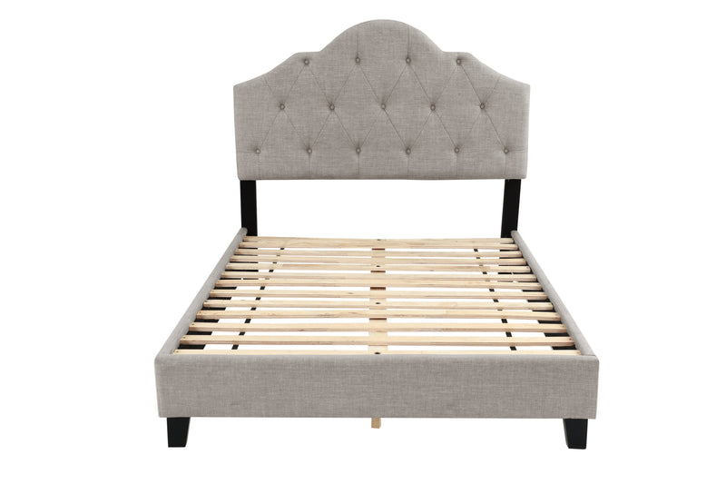 LGF9541CK Minimalist Arch Button Tufted Bed in Gray or Beige