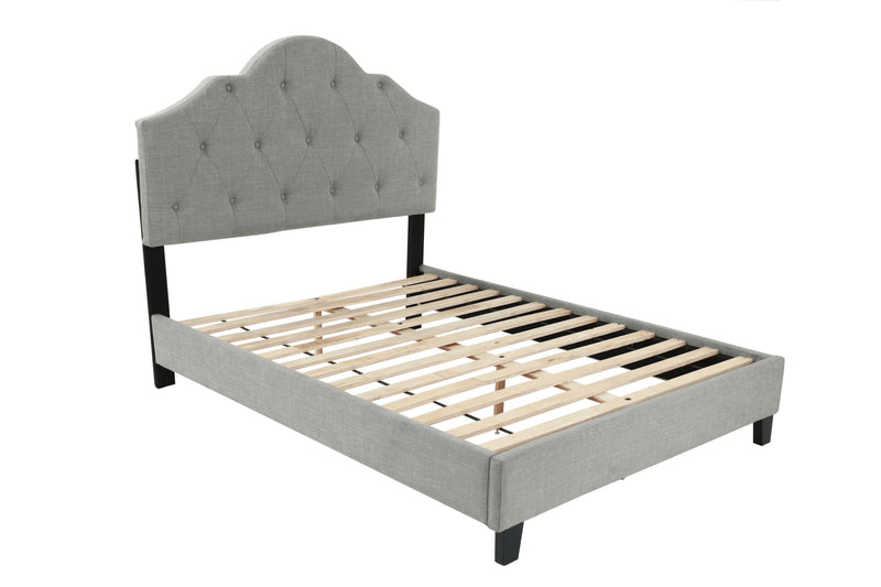 LGF9541CK Minimalist Arch Button Tufted Bed in Gray or Beige