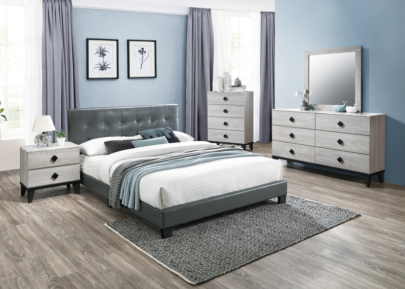 LGF9566Q Classic Upholstered Faux Leather Queen Bed - Available in 3 Colors