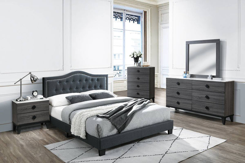 LGF9569Q European Classic Button Tufted Headboard Bed - Available in 3 Colors
