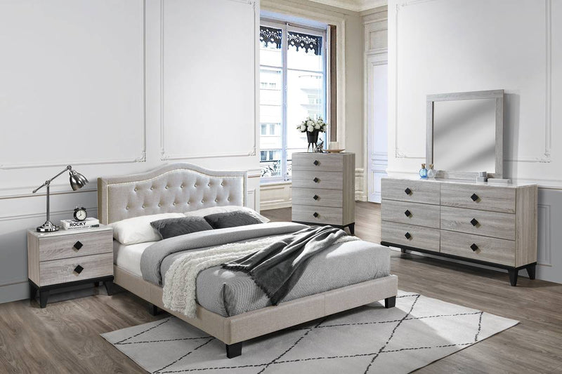 LGF9569Q European Classic Button Tufted Headboard Bed - Available in 3 Colors
