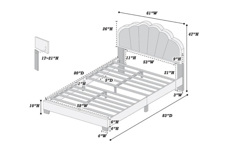 LGF9663Q Floral Design Headboard Bed With Led Lights