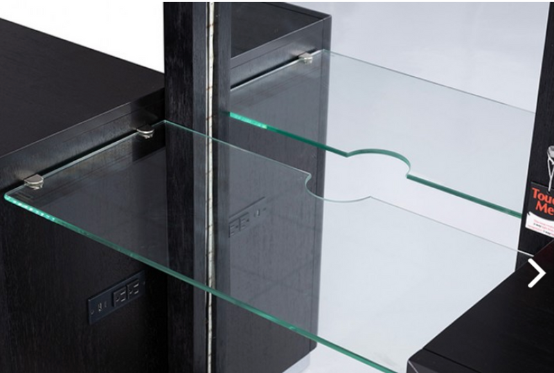 LGFAFM7415BK Black Sleek Style Glass Top Vanity Set