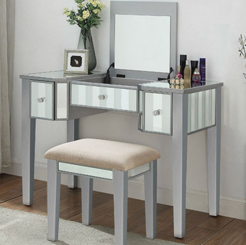 LGFAJOYCE Gray Flip Top Vanity With 2 Drawers- Available in 2 Colors