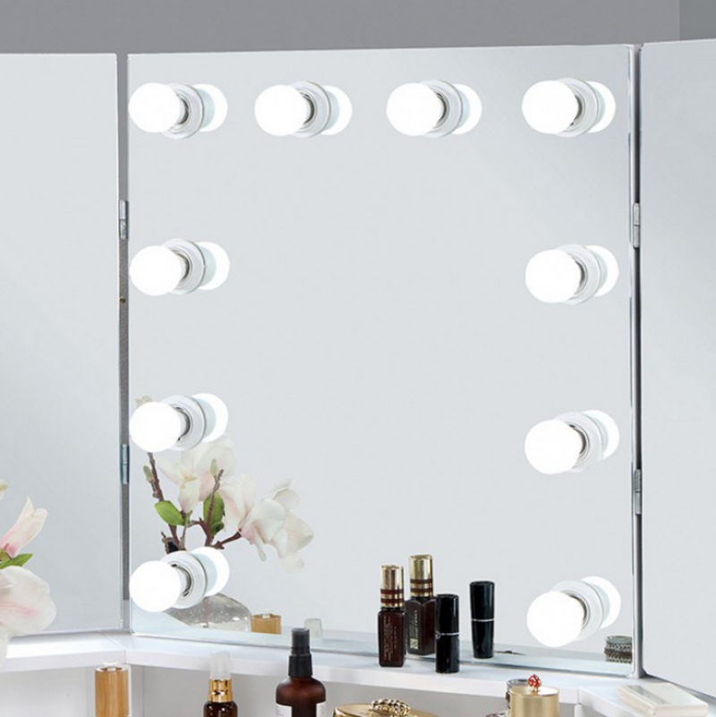 LGFALORYBELLE Tri-Fold Mirror White Rounded Corner Vanity