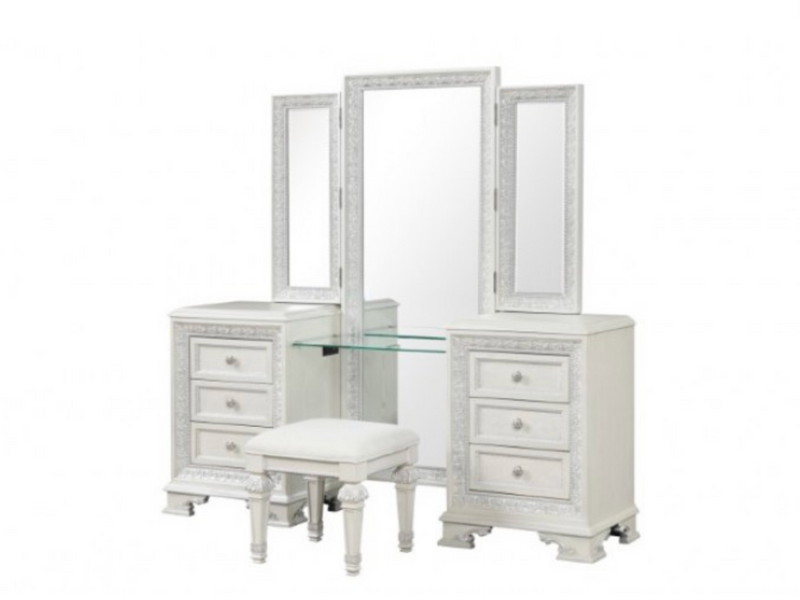 LGFASTELLAMIA Creamy White French Style Vanity Set With LED Lights