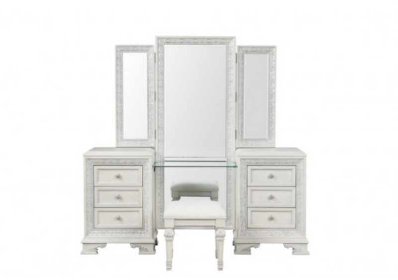 LGFASTELLAMIA Creamy White French Style Vanity Set With LED Lights