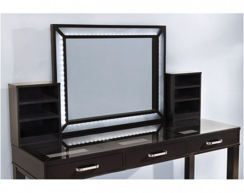 LAFASTEPHANIE Side Shelf White Vanity With Lighted Mirror and Stool- Available in 2 Colors
