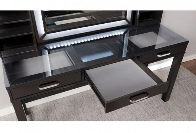 LAFASTEPHANIE Side Shelf White Vanity With Lighted Mirror and Stool- Available in 2 Colors