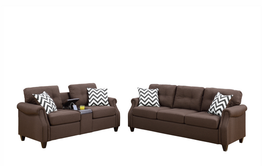LGPF6413 2 Pieces Dark Coffee Sofa Set