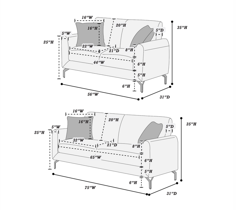 LGPF8437 Dark Gray Burlap Sofa Set