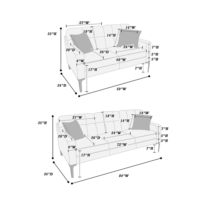LGPF8442 Light Brown Velvet Sofa Set With Gold L-Shaped Legs