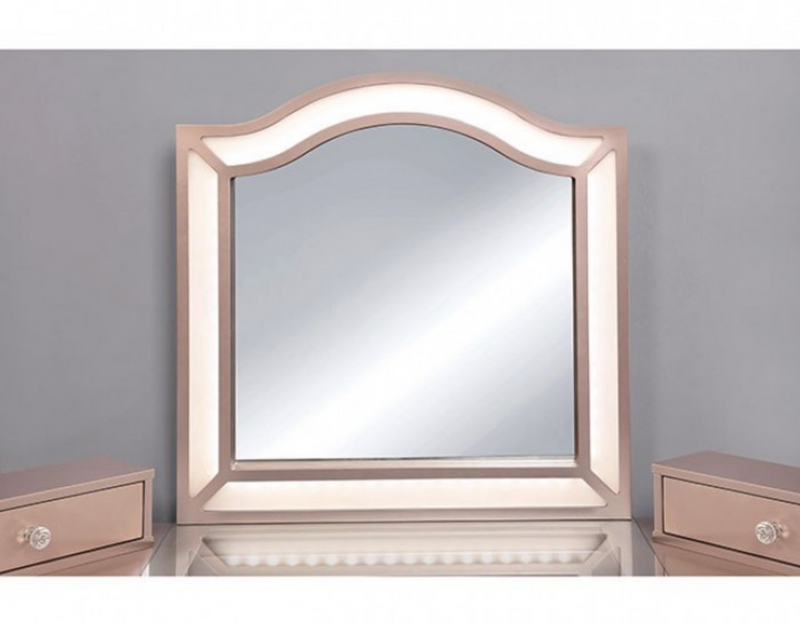 LGFATRACIE Tri Section Rose Gold Vanity Set With Lighted Mirror and Stool
