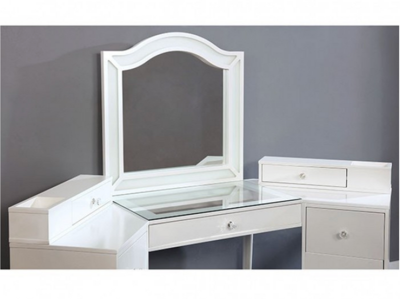 LGFATRACIE Tri Section White Vanity Set With Lighted Mirror and Stool