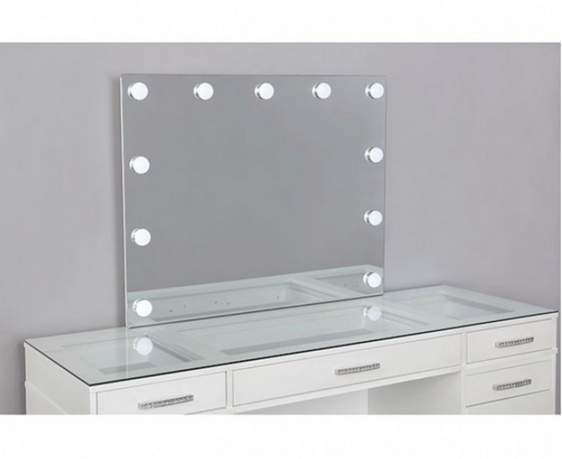 LGFAVALENTINA Queen Ann Base White Vanity Set With Hollywood Lights