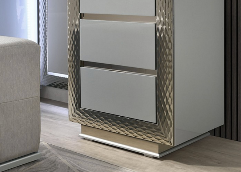 LGFAVENTNOR Gray Vanity Glass Top Chevron Pattern Set With LED Mirror