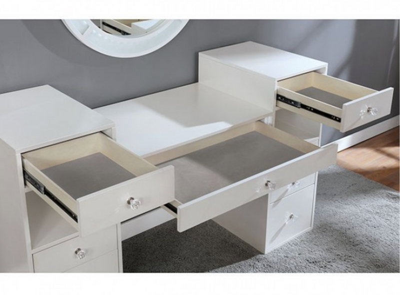 LGFAYASMINE Pink Vanity Set With 2 Shelves 9 Drawers And A Stool -Available in 2 Colors